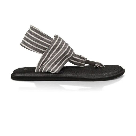 SANUK Yoga Sling 2 Sandals Grey White Stripe Jersey Straps Women’s 7 Cushioned - Picture 1 of 6